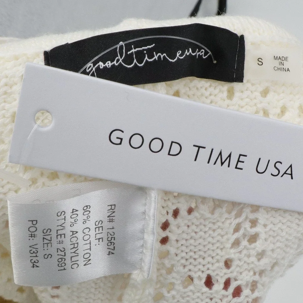 NWT Good Time USA Open Knit Duster Cardigan Pants Set Boho Cream S‎ Resort